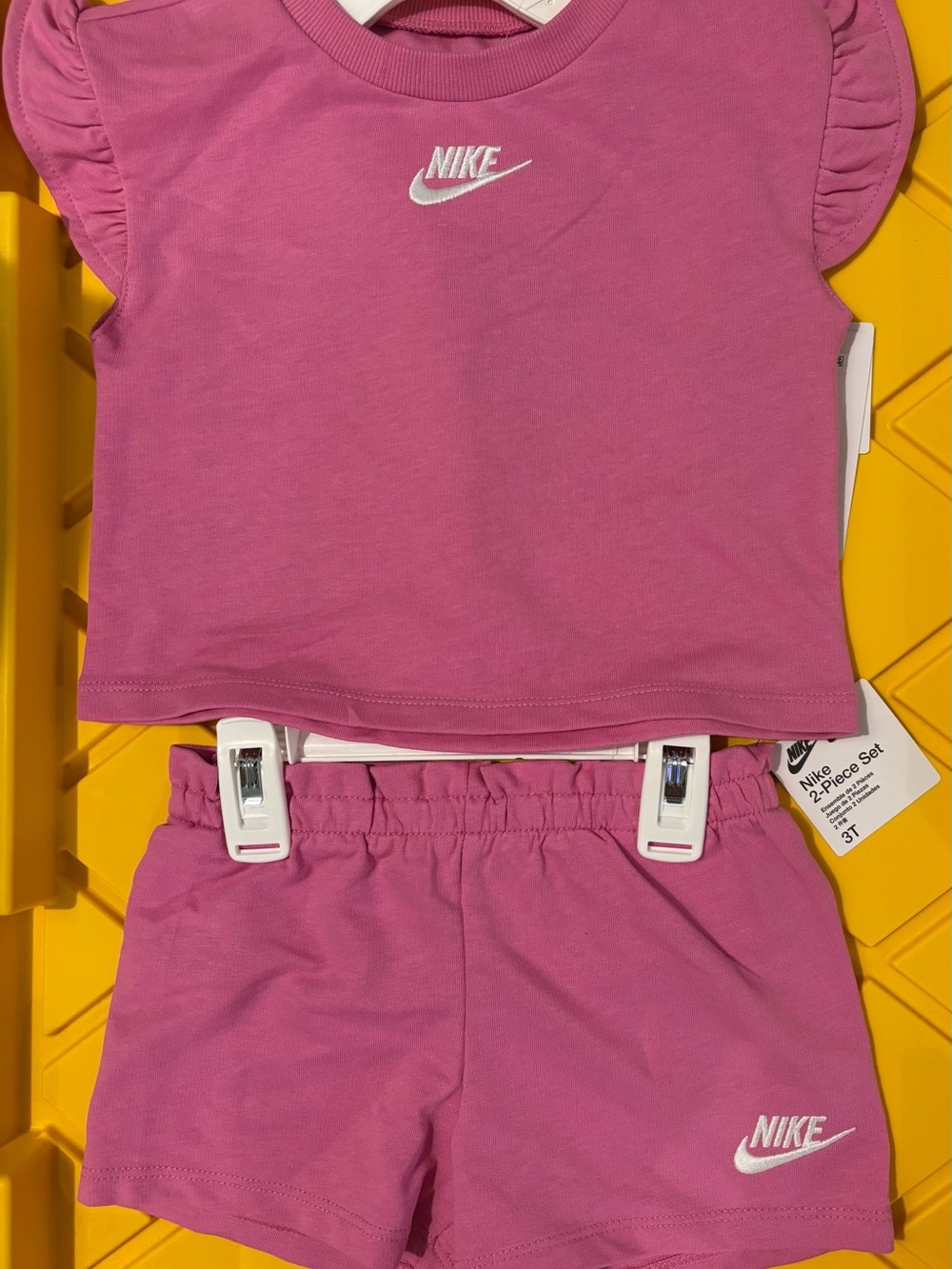 Nike Pink Girls' Ruffle Sleeve Tee and Shorts Set